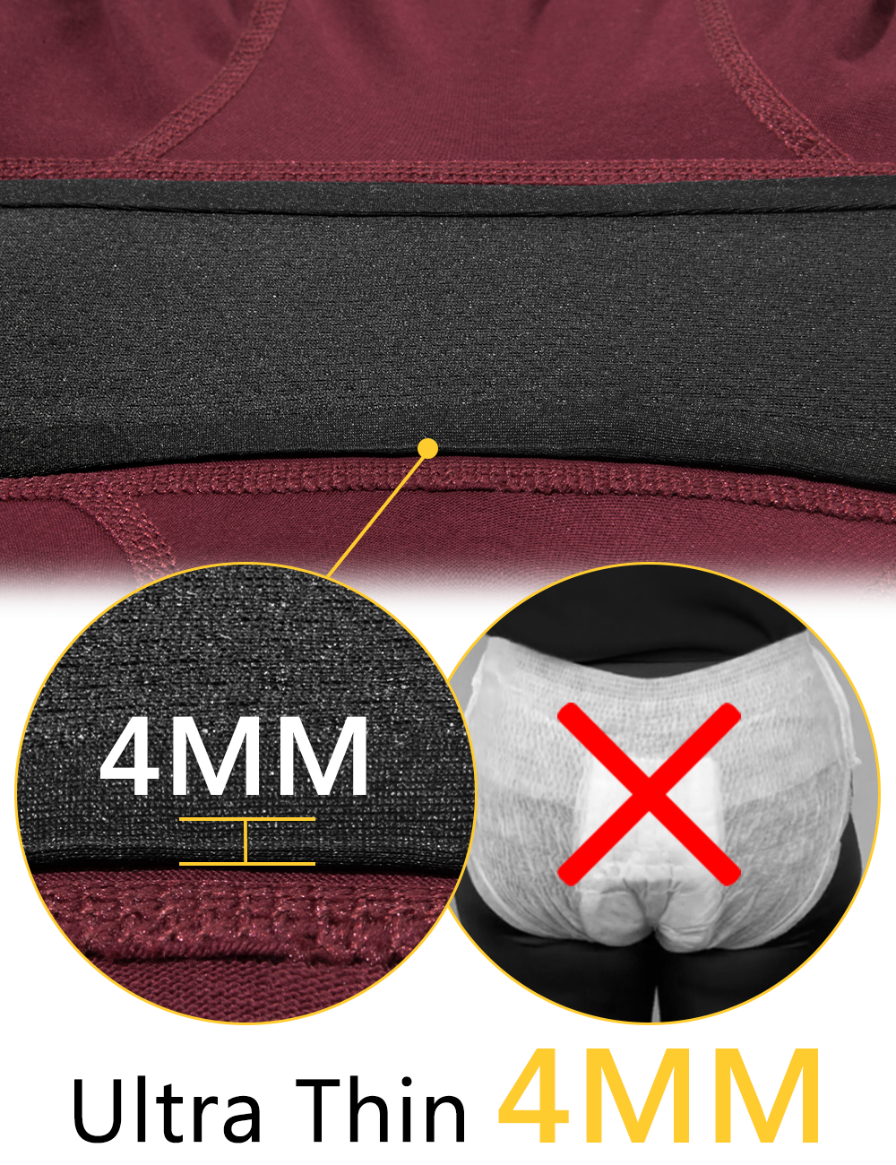 Allbase No Side Leaks Leakproof Incontinence Boxer Briefs Heavy Flow