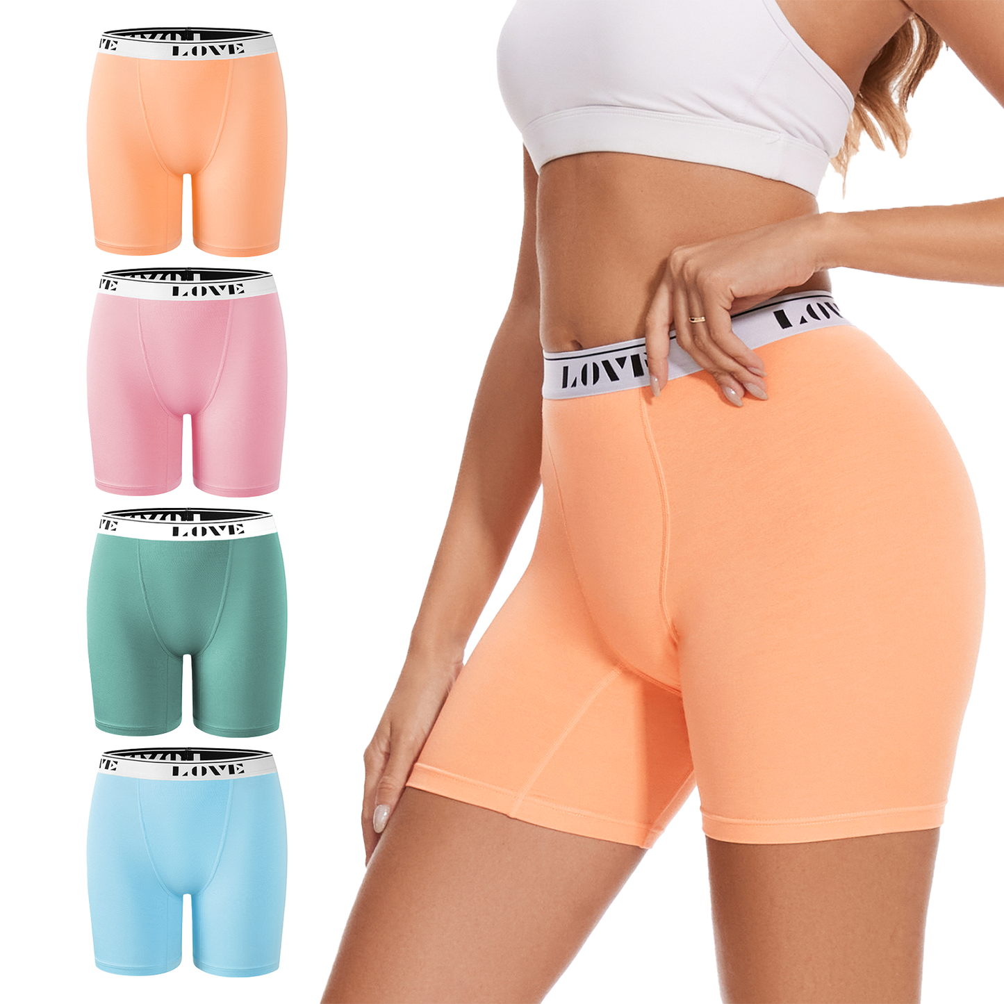 Womens Boxer Briefs High Waisted Modal Boy Shorts Underwear Multicolor-4Pack